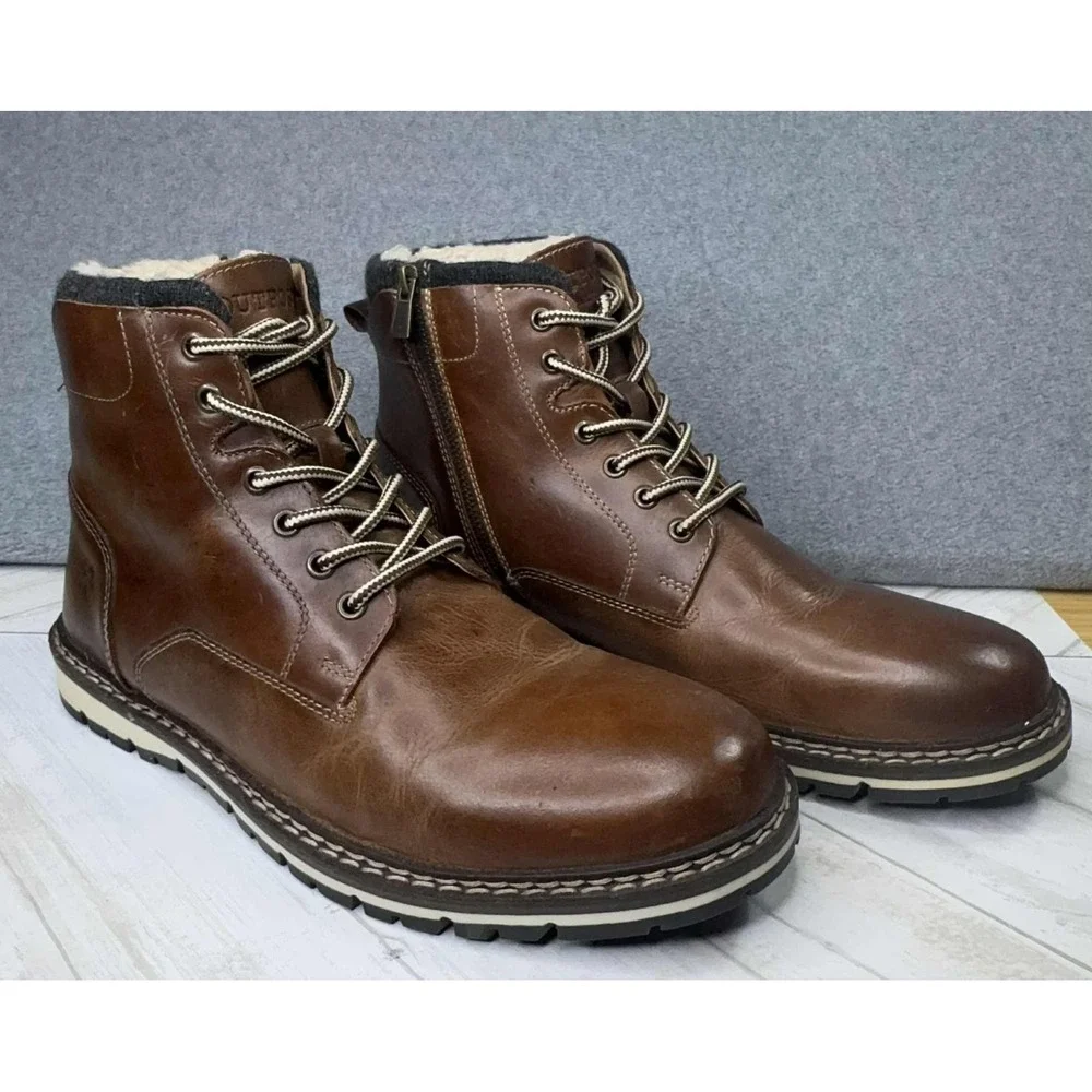 Buckle‎ Outpost Makers Harrington Leather Boots Men's 12 Chestnut Zipper Lace Up
